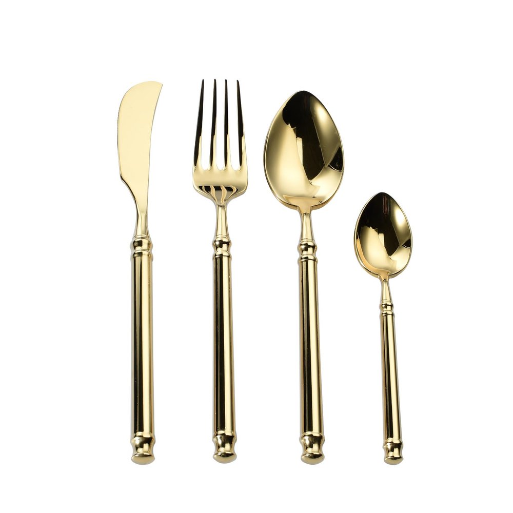 24 piece flatware set for 6 304 stainless steel tableware thickened round handle light luxury hotel supplies knife, fork, spoon set steak main dining knife and fork