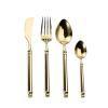24 piece flatware set for 6 304 stainless steel tableware thickened round handle light luxury hotel supplies knife, fork, spoon set steak main dining knife and fork view 1