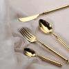 24 piece flatware set for 6 304 stainless steel tableware thickened round handle light luxury hotel supplies knife, fork, spoon set steak main dining knife and fork view 4