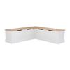 Pemberly Row Backless Wood Nook with Beige Polyester Cushions, Hidden Storage Bench Seats, Natural and White Finish, Coastal Farmhouse Dining Set, 62 in Long, Pillows Included, Assembly Required view 2