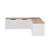 Pemberly Row Backless Wood Nook with Beige Polyester Cushions, Hidden Storage Bench Seats, Natural and White Finish, Coastal Farmhouse Dining Set, 62 in Long, Pillows Included, Assembly Required view 4