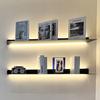 MOFGOE Floating Wall Shelves with Built-in Illuminated LED Light, Black Shelves with Invisible Brackets Set of 2, Metal Wall Mounted Light-Emitting Bookshelf, for Living Room Decoration,40inch view 1