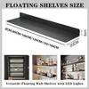 MOFGOE Floating Wall Shelves with Built-in Illuminated LED Light, Black Shelves with Invisible Brackets Set of 2, Metal Wall Mounted Light-Emitting Bookshelf, for Living Room Decoration,40inch view 2