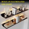 MOFGOE Floating Wall Shelves with Built-in Illuminated LED Light, Black Shelves with Invisible Brackets Set of 2, Metal Wall Mounted Light-Emitting Bookshelf, for Living Room Decoration,40inch view 4