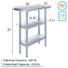 Express KitchQuip 30" x 14" Stainless Work Table, 2 Shelves, NSF view 3