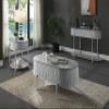 Acme Yukino Contemporary Wood/Metal Coffee Table in Gray High Gloss and Chrome view 2