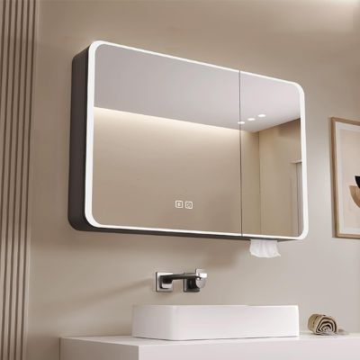 Bathroom aluminum alloy wall cabinet HD Mirror,Wall Mounted lighted medicine cabinet with defogger,LED Vanity Mirror Cabinet with defogger,with Touch Switch,bathroom medicine cabinet organizer ( Color