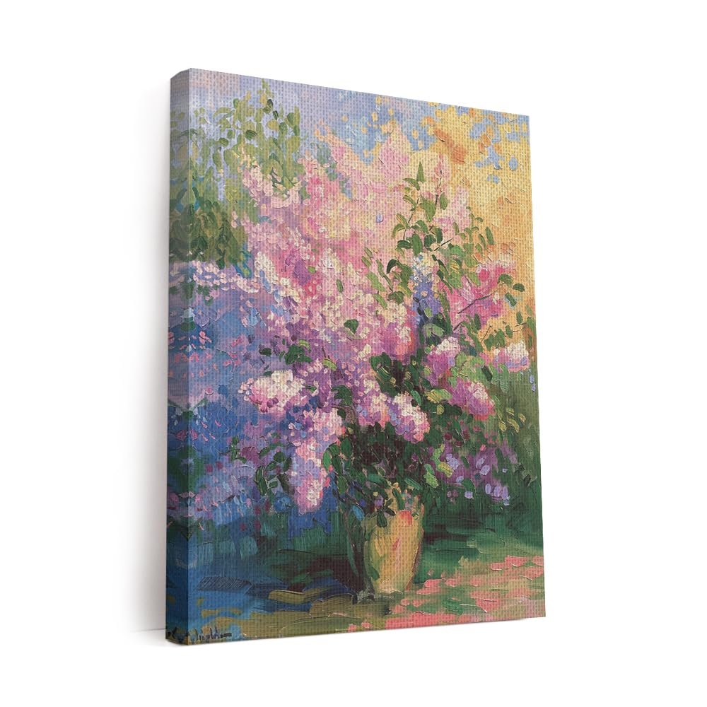 Elivita Claude Monet Lilacs Design 2 Vertical Canvas Wall Art Prints Pictures Gifts Artwork Framed For Kitchen Living Room Bathroom Wall Home Decor Ready to Hang