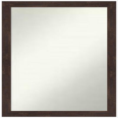 Amanti Art Brown Bathroom Mirror for Over Sink, 30x20 Custom Made Fresco Dark Walnut Rectangle Vanity Mirror, Medium Country Rustic Wood Frame, Hangs Horizonally and Vertically, Wall Decor