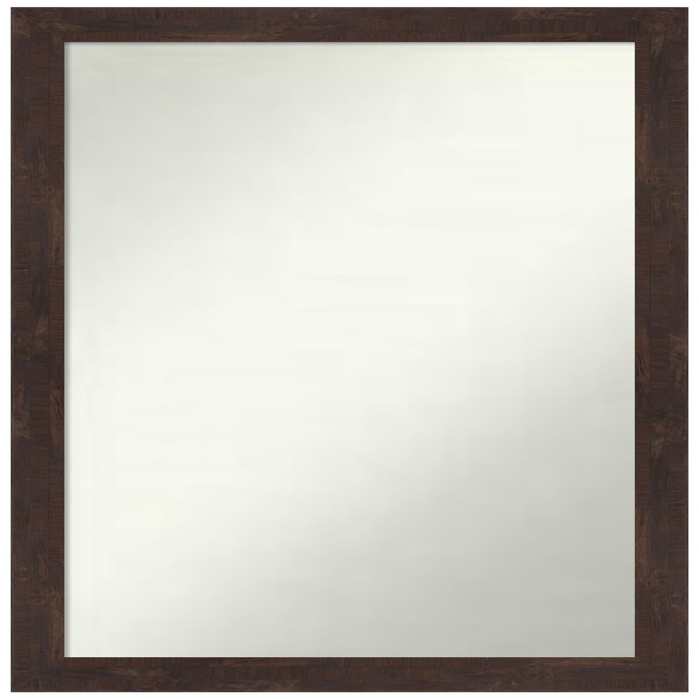 Amanti Art Brown Bathroom Mirror for Over Sink, 30x20 Custom Made Fresco Dark Walnut Rectangle Vanity Mirror, Medium Country Rustic Wood Frame, Hangs Horizonally and Vertically, Wall Decor