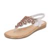 Womens Summer Flats Sandals Casual Bohemian Dressy Thong Flat Shoes Comfortable Slip on Elastic Ankle Strap Beach Sandals view 1