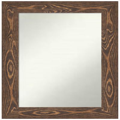 Amanti Art Brown Bathroom Mirror for Over Sink, 33x23 Custom Made Bridge Brown Rectangle Vanity Mirror, Medium Country Rustic Wood Frame, Hangs Horizonally and Vertically, Wall Decor
