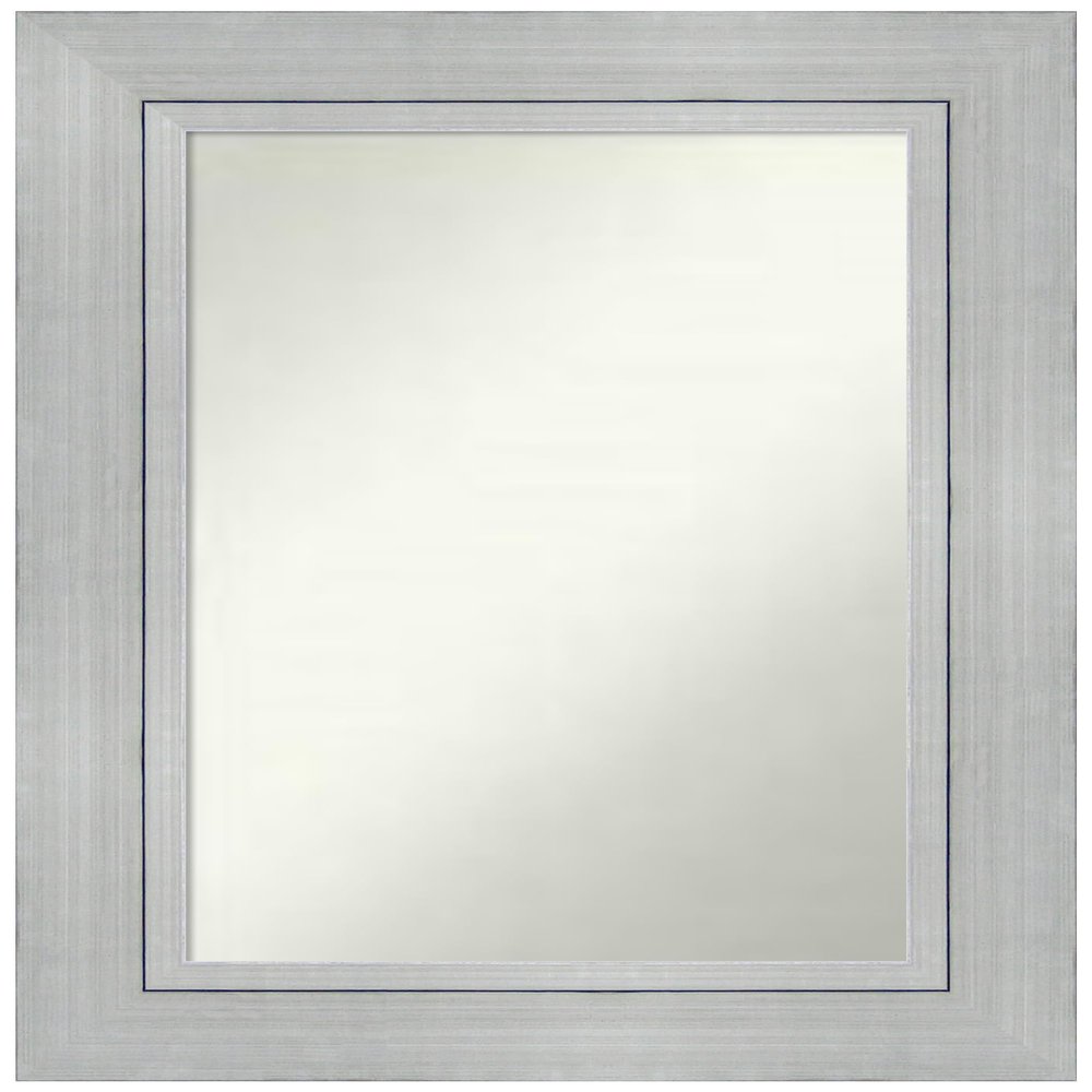 Amanti Art Silver Bathroom Mirror for Over Sink, 34x24 Custom Made Romano Silver Rectangle Vanity Mirror, Medium Casual Wood Frame, Hangs Horizonally and Vertically, Wall Decor