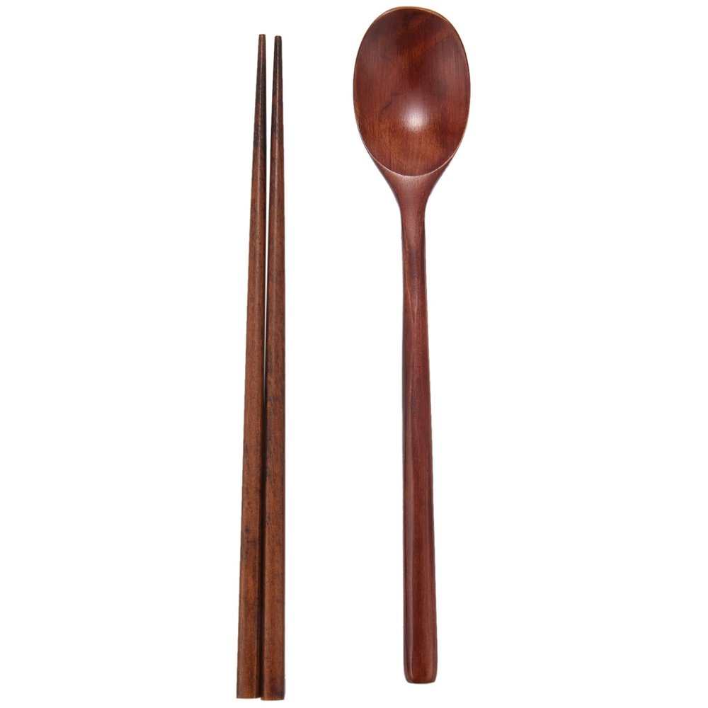 Kqcibz Handmade Jujube Tree Wooden Korean Dinnerware Combinations Utensil,5 Set of Spoons and Chopsticks