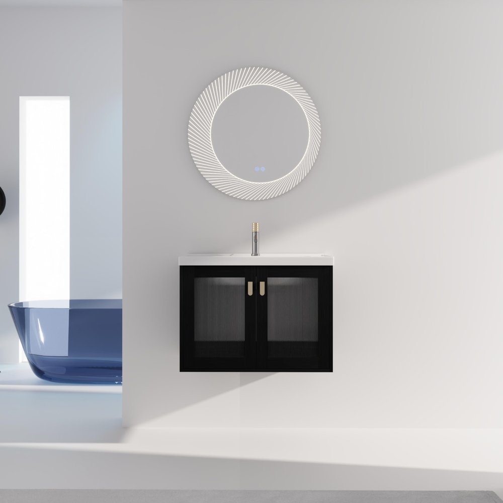 28 Inch Wall-Mounted Bathroom Vanity with Sink, for Small Bathroom (KD-Packing)