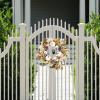 Garland, Artificial Garland, Garland Decorations, Fall Wreath Artificial White Pumpkin Wreath, White Sunflower Autumn Harvest Wreath with Leaves Flower Fall Door Garland Thanksgiving Theme Swag Teard view 3