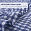 K MASANIJI Navy Blue White Plaid Ruffle Sheets Twin Size 4-Piece Set, 300TC 100% Yarn Dyed Cotton Sheets 18 in Deep Pocket Classic Gingham Decorative Bedding (Navy Blue/White Plaid, Twin) view 3