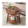 Modern End Table End Table Round Solid Wooden Coffee Table Double-Layer Center Table Modern Sofa Table Fashion Accent Table 48cm Side Table Easy to Move view 1