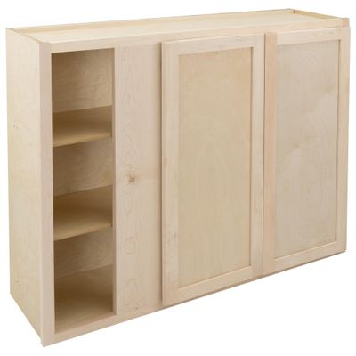 Quicklock RTA (Ready-to-Assemble) | 36" Tall Wall Kitchen Cabinets - Shaker Style | 100% Hardwood | Made in America | Soft Close Hardware (Raw Maple, 12''D x 42''W x 36''H Blind Corner)