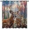 18TH CROZY Deer Blackout Curtains for Girls Boy Home Decor, Rustic Wildlife Animal Woodland Tree Flower Grommet Thermal Insulated Drapes Darkening Window Curtain for Bedroom Living Room, 72 x 63 Inch view 1