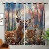 18TH CROZY Deer Blackout Curtains for Girls Boy Home Decor, Rustic Wildlife Animal Woodland Tree Flower Grommet Thermal Insulated Drapes Darkening Window Curtain for Bedroom Living Room, 72 x 63 Inch view 2