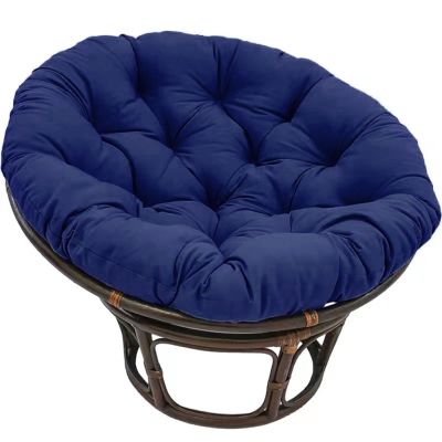 TEEAMONE Papasan Round Chair Cushions, Soft Thick Papasan Armchair Cushion Rattan Armchair Cushion for Outdoor Garden, Balcony and Living Room (Color : Navy Blue, Size : 80x80CM)