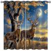 18TH CROZY Deer Blackout Curtains for Girls Boy Home Decor, Rustic Elk Wildlife Forest Animal Moon Grommet Thermal Insulated Drapes Darkening Window Curtain for Bedroom Living Room, 63 x 63 Inch view 1