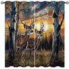18TH CROZY Animal Blackout Curtains for Girls Boy Home Decor, Elk Wildlife Deer Rustic Nature Forest Grommet Thermal Insulated Drapes Darkening Window Curtain for Bedroom Living Room, 72 x 63 Inch view 1