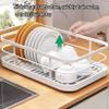 URVIKBVG Dish Rack Dish Drying Rack Over Sink Drainer Draining Rack with Drip Tray ABS with Cutlery Holder Removable Basket Scratch Resistant Slip Resistant Space Saving (Gold 34x26x15cm) view 2