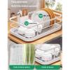 URVIKBVG Dish Rack Dish Drying Rack Over Sink Drainer Draining Rack with Drip Tray ABS with Cutlery Holder Removable Basket Scratch Resistant Slip Resistant Space Saving (Gold 34x26x15cm) view 3
