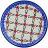 Polmedia Polish Pottery Dessert Plate - Red Flower Lattice Pattern Handmade in Boleslawiec Poland by Ceramika Dalia + Certificate of Authenticity view 1