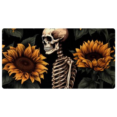 RODAILYCAY Kitchen Anti Fatigue Mat, Skeleton Sunflower-58 Non Skid Cushioned Kitchen Mats and Rugs, Comfort Standing Mat Pads, Kitchen Runner Rug, Washable, Absorbent, 40x75cm/15.7x29.5in