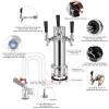 Dbgogo All Stainless Steel Triple Tap Draft Beer Tower, 3 Flange Self-Closing Beer Tap Tower Kegerator Tower Keg Tap Dispenser 1/4'' Barb Fitting Kit for Kegerator Countertop Installation view 4