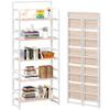 4NM No Assembly 5 Tiers Folding Bookshelf Storage Shelves Vintage Bookcase Standing Racks Study Organizer Home Office (Natural White) view 1