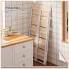4NM No Assembly 5 Tiers Folding Bookshelf Storage Shelves Vintage Bookcase Standing Racks Study Organizer Home Office (Natural White) view 4
