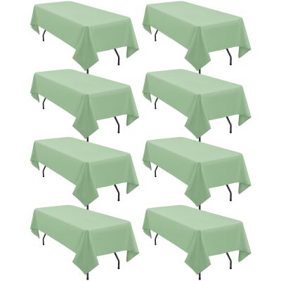 8 Pack Polyester Tablecloth 60 x 126 Inch Sage Green Tablecloth for 8 Ft Rectangle Tables,Stain and Wrinkle Resistant Washable Fabric Table Covers Polyester Table Clothes for Wedding Parties Banque