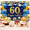 7x5ft Happy 60th Birthday Backdrop, Blue Balloon Birthday Banner, Girls Boys Party Background Decoration view 4