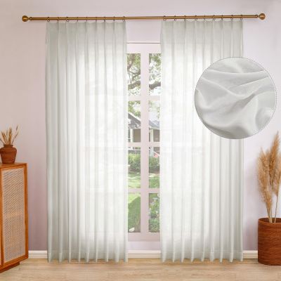 DotheDrape Pinch Pleat Sheer Curtain 40 Width 96 Inch Long for Living Room, Sliding Door, 1 Panel, Cream White