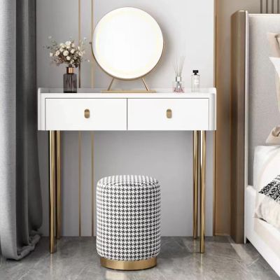 Snaweo Makeup Vanity Set, Dressing Table with Lights and Drawer, Vanity Table with Lighted Mirror, 3 Color Dimmable, Slate Countertops, for Bedroom (Color : WhiteB, Size : 31.5"/80cm)
