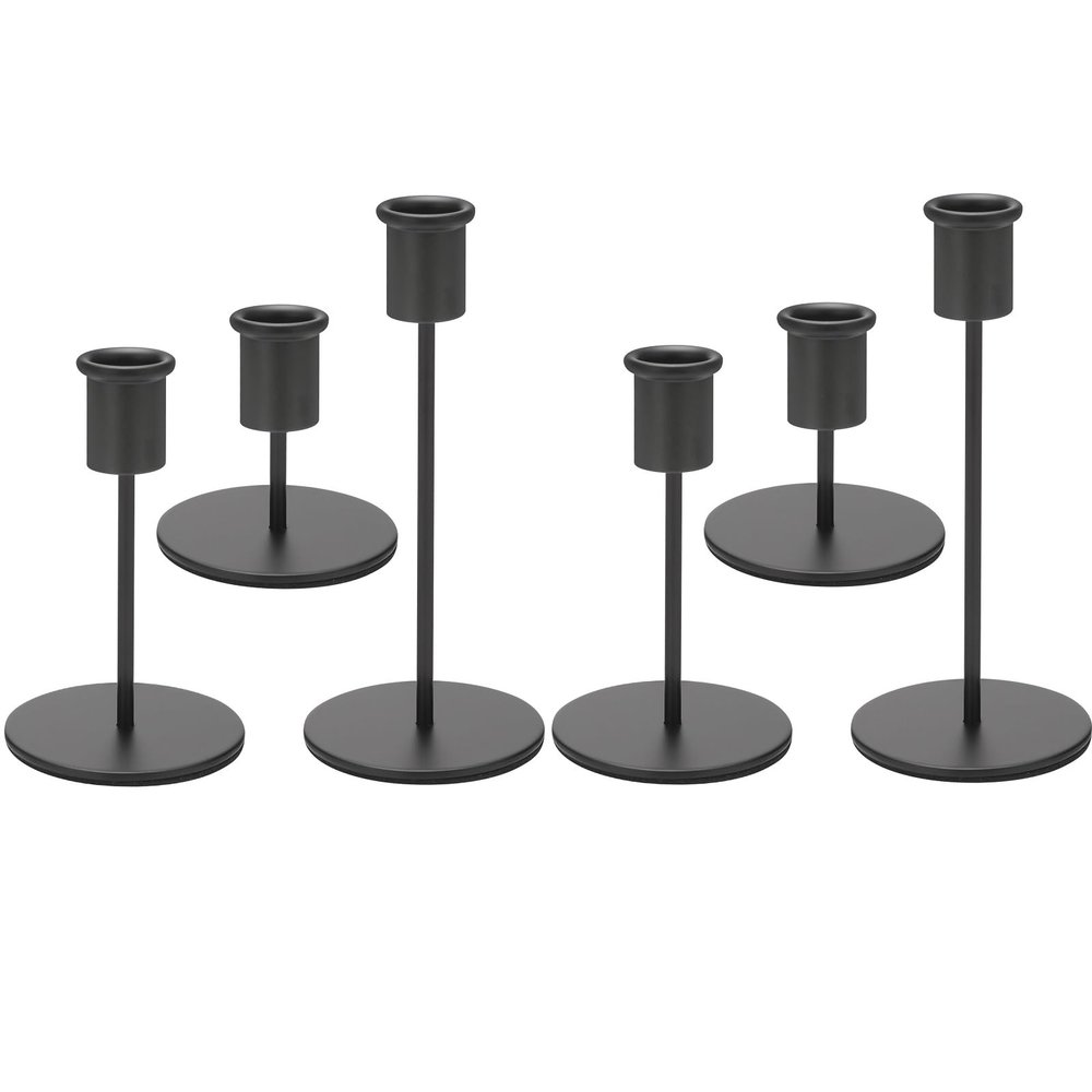 Anndason Set of 6 Black Candlestick Holders - Decorative for Home Decor, Wedding, Dining, Party, Anniversary