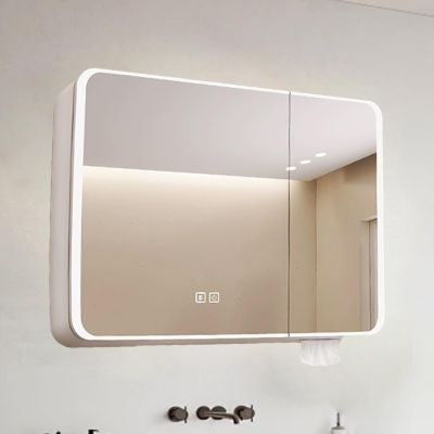 Bathroom medicine cabinet with HD mirror and lights,Led mirror medicine cabinet wall mounted,lighted medicine cabinet with defogger,Aluminum bathroom mirror with storage,with Touch Switch,Defog,Outlet