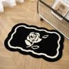 Huilimei Black and White Rose Pattern Bathroom Rug Entry Absorbent Quick-Drying Mat Toilet Door Mat Non-Slip Carpet Toilet Mat view 1