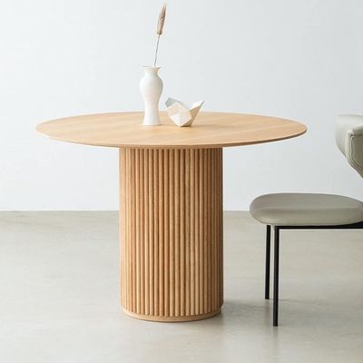GJVBGA Modern White Round Marble Table Natural Pine Wood Pedestal Dining Table Fashion Kitchen Table Coffee Table Restaurant Furniture(Size:70 * 75cm,Color:Wood Color)