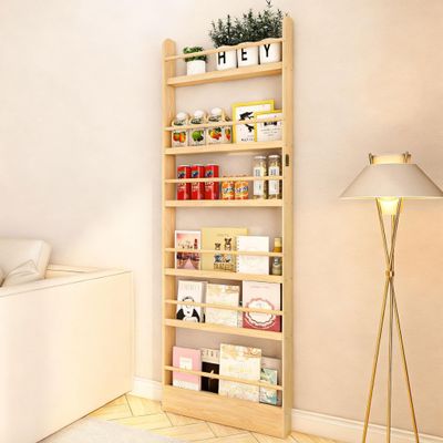 ybaymy Behind The Door Bookshelf, Wooden Kids Bookshelf 6-Tier Organizer for Books and Toy Storage Wall Mount for Adult Space-Saving Book Shelf in Bedroom, Living Room, Playroom Wood