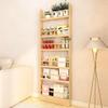 ybaymy Behind The Door Bookshelf, Wooden Kids Bookshelf 6-Tier Organizer for Books and Toy Storage Wall Mount for Adult Space-Saving Book Shelf in Bedroom, Living Room, Playroom Wood view 1