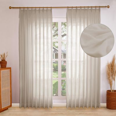 DotheDrape Champagne Pinch Pleated Semi Sheer Curtains 84W x 96L, 1 Panel