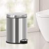Bigacc Stainless Steel Trash Can Mini Bathroom Trash Can 6L/1.6 Gallon Round Cylinder Soft Close with Foot Pedal Easy to Remove Easy to Clean for Kitchen, Dining Room, Indoors view 1