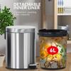 Bigacc Stainless Steel Trash Can Mini Bathroom Trash Can 6L/1.6 Gallon Round Cylinder Soft Close with Foot Pedal Easy to Remove Easy to Clean for Kitchen, Dining Room, Indoors view 4