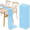 20 Pack Light Blue Cheesecloth Table Runner 10FT, Boho Gauze Table Runner Long Romantic Sheer Fabric Cheese Cloth Table Runners for Wedding Bridal Shower Party Spring Easter Decor(21.5x120Inch) view 1
