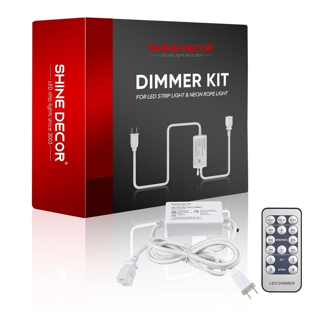 Shine Decor Bundle Products of Upgraded Dimmer Pack Remote with ECO LED Neon Rope Lights